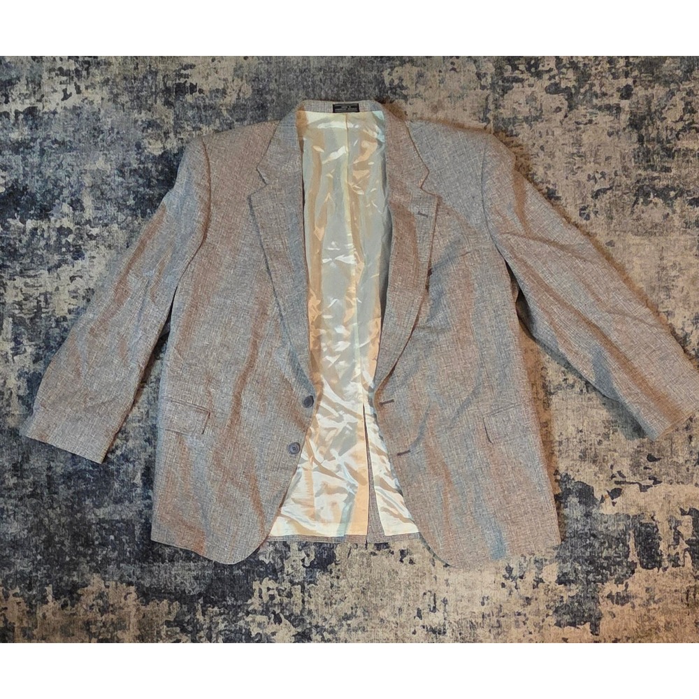 Barrington Mens 50R Grey 100% Silk Two Button Blazer Sport Coat Vintage 82997